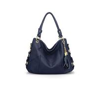 NICOLE & DORIS Women Handbag Large Capacity Shoulder Bags Soft Leather Hobo Bag Fashion Cross-Body Bags Top-Handle Bags with Tassel Blue