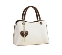 NICOLE & DORIS Women Handbag Simple Shoulder Bags Multi Pocket Tote Bag Elegant Top Handle Bags PU Leather Crossbody Bag with Heart Shaped Pendant White