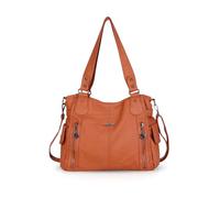 NICOLE & DORIS Women Handbag Soft PU Leather Hobo Shoulder bags Large Capacity Shopping Crossbody bag with many Compartments and Zips Caffe