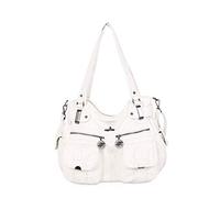 NICOLE & DORIS Women Handbag Soft PU Leather Hobo Shoulder Bags Mulitiple Big Pockets Large Capacity Shopping Crossbody Bag White