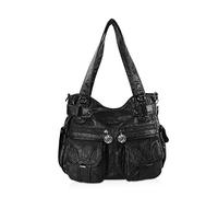 NICOLE & DORIS Women Handbag Soft PU Leather Hobo Shoulder Bags Mulitiple Big Pockets Large Capacity Shopping Crossbody Bag Black