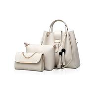 NICOLE&DORIS Women Handbags 3 Pcs Bags for Ladies Chain Bag Totes Top-Handles Shoulder Bags Beige