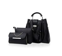 NICOLE&DORIS Women Handbags 3 Pcs Bags for Ladies Chain Bag Totes Top-Handles Shoulder Bags Black