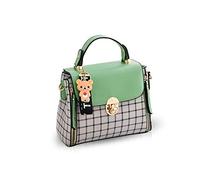 NICOLE&DORIS Women Handbags Cute Crossbody Bag for Girls Lattice Shoulder Bags PU Leather Messenger Bag Top-Handle Bag with Flap Green