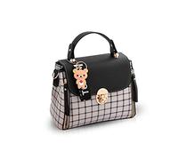 NICOLE&DORIS Women Handbags Cute Crossbody Bag for Girls Lattice Shoulder Bags PU Leather Messenger Bag Top-Handle Bag with Flap Black