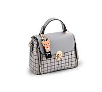 NICOLE&DORIS Women Handbags Cute Crossbody Bag for Girls Lattice Shoulder Bags PU Leather Messenger Bag Top-Handle Bag with Flap Gray