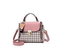 NICOLE&DORIS Women Handbags Cute Crossbody Bag for Girls Lattice Shoulder Bags PU Leather Messenger Bag Top-Handle Bag with Flap Pink
