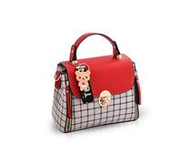 NICOLE&DORIS Women Handbags Cute Crossbody Bag for Girls Lattice Shoulder Bags PU Leather Messenger Bag Top-Handle Bag with Flap Red