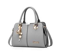 NICOLE&DORIS Women Handbags Designer Top Handle Shoulder Bags Tote Crossbody Bag for Ladies PU Leather Bag Crystal Metal Tassels Light Grey