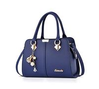 NICOLE&DORIS Women Handbags Designer Top Handle Shoulder Bags Tote Crossbody Bag for Ladies PU Leather Bag Crystal Metal Tassels Navy Blue