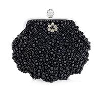 NICOLE & DORIS Women Handbags Diamond Round Clutch Pearl Bag Small Purse Cross Body Shoulder Bag Wedding Party Evening Chain Bag Black