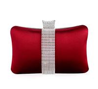 NICOLE & DORIS Women Handbags Diamond Silky Clutch Bag Small Purse Wedding Party Evening Bag Red Wine