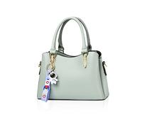 NICOLE & DORIS Women Handbags Fashion Top Handle Bags Small Shoulder Bags 3 Compartment Handbag PU Leather Crossbody Bag with Cute Pendant Green