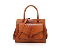 NICOLE & DORIS Women Handbags Fashion Top Handles Bags Crocodile Handbag Ladies Shoulder Bags Medium PU Leather Brown