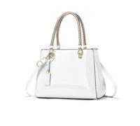 NICOLE & DORIS Women Handbags Medium Tote Bag Top Handle Bag Patent Leather Handbag Shoulder Bags Crossbody Bag for Work Travel Shopping White