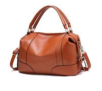 NICOLE&DORIS Women handbags Oil waxed bag Top-Handles Crossbody Boston bags Brown