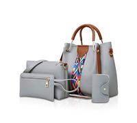 NICOLE&DORIS Women Handbags Shoulder bags 4 Pcs handbags for ladies Top-Handles crossbody bags purse wallet Gray