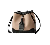 NICOLE & DORIS Women Handbags Small Bucket Bag Ladies Shoulder Bags Crossbody PU Leather Satchel Top Handle Bag with 2 Shoulder Straps Beige