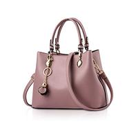 NICOLE & DORIS Women Handbags Small Chic Designer Faux Leather Bag Top-Handle Working Bag with Cute Metal Tassel Pendant Long Shoulder Strap Pink