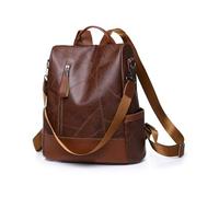 NICOLE & DORIS Women PU Leather Backpack Large Capacity and Multipocket Fashion Rucksack Multipurpose Anti-Theft Daypack with Detachable Straps Brown