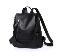 NICOLE & DORIS Women PU Leather Backpack Large Capacity and Multipocket Fashion Rucksack Multipurpose Anti-Theft Daypack with Detachable Straps Black