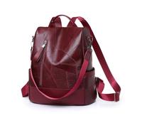 NICOLE & DORIS Women PU Leather Backpack Large Capacity and Multipocket Fashion Rucksack Multipurpose Anti-Theft Daypack with Detachable Straps Red
