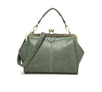 NICOLE & DORIS Women Shoulder Handbag Vintage Crossbody Bags Multifunctional Top Handle Bag Soft PU Leather Kiss Lock Bags Clutch Purses Bag Satchel Bag Green