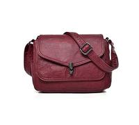 NICOLE & DORIS Women Small Crossbody Bag Vintage Shoulder Bag Soft Leather Satchel Bag Multi Pockets Handbags Messenger Bag Lightweight Hobo Bags Red