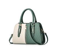 NICOLE & DORIS Women Small Handbag PU Leather Structured Shoulder Bag Satchel Green