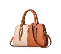 NICOLE & DORIS Women Small Handbag PU Leather Structured Shoulder Bag Satchel Orange