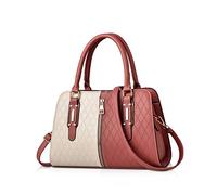 NICOLE & DORIS Women Small Handbag PU Leather Structured Shoulder Bag Satchel Red