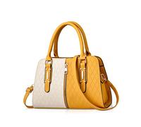 NICOLE & DORIS Women Small Handbag PU Leather Structured Shoulder Bag Satchel Yellow