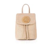 NICOLE & DORIS Women Straw Backpack Woven Backpacks Handbag Boho Backpack Casual Daypack Rattan Backpack Flap Shoulder Bag Woven Backpack for Beach Holiday Khaki
