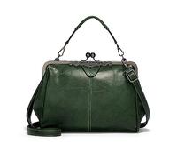 NICOLE & DORIS Women Top Handle Bag Elegant Handbag Shoulder Bags Kiss Lock Clutch Purses Bag Vintage Crossbody Bags Soft PU Leather Satchel Green