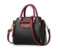 NICOLE & DORIS Women Top Handle Bag Elegant Handbags Contrast Color Shoulder Bags PU Leather Small Crossbody Bag Satchel Bag for Casual Daily Black