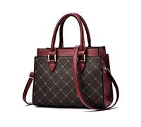 NICOLE & DORIS Women Top Handle Bag Ladies Handbag Crossbody Bag Classic Printed Shoulder Bag PU Leather Tote Bag Purses Work Bag Daily Use Red