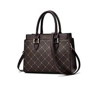 NICOLE & DORIS Women Top Handle Bag Ladies Handbag Crossbody Bag Classic Printed Shoulder Bag PU Leather Tote Bag Purses Work Bag Daily Use Coffee