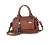 NICOLE & DORIS Women Top Handle Bag Vintage Handbags Ladies Cross Body Shoulder Bags Multiple Pockets Messenger Satchel Purse Bag Small Diagonal Bag PU Leather Brown