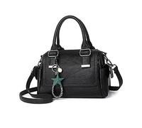 NICOLE & DORIS Women Top Handle Bag Vintage Handbags Ladies Cross Body Shoulder Bags Multiple Pockets Messenger Satchel Purse Bag Small Diagonal Bag PU Leather Black