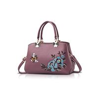 NICOLE&DORIS Women Top Handle Handbags Retro Crossbody Bag Ladies Fashion Shoulder Bag Purse Tote Embroidery Purple Bee