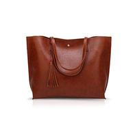 NICOLE&DORIS Women Tote bag PU leather handbag shoulder bag fashion large handbag Brown