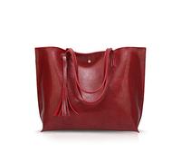 NICOLE&DORIS Women Tote Bag PU Leather Handbag Shoulder Bag Fashion Large Handbag Red