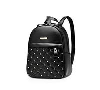 NICOLE&DORIS Womens Backpack Fashion Rucksack Ladies Shoulder Bag with Rivet Lightweight Lattice Casual Daypack PU Leather Black