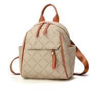 NICOLE & DORIS Womens Backpack Small Rucksack Mini Backpacks Lightweight Daypack PU Leather Waterproof Shoulder Bag for Work,Travel Beige Print