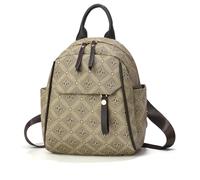 NICOLE & DORIS Womens Backpack Small Rucksack Mini Backpacks Lightweight Daypack PU Leather Waterproof Shoulder Bag for Work,Travel Khaki Print