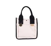 NICOLE & DORIS Womens Casual Canvas HandBag,Multi-Pocket Tote Bag with Compartments,Large Capacity Shoulder Bag for School Shopping Work Travel White and black
