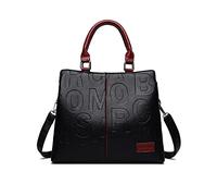 NICOLE & DORIS Women's Elegant Handbag - Contrast Color Shoulder Tote With Top Handle - PU Leather Crossbody Satchel for Work