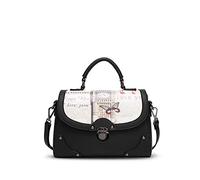 NICOLE&DORIS Women's Elegant Tote Crossbody PU Leather Handbag, Black, L