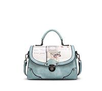 NICOLE&DORIS Women's Elegant Tote Crossbody PU Leather Handbag, Blue, L