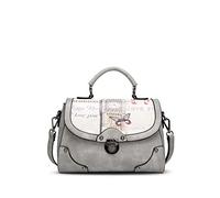 NICOLE&DORIS Women's Elegant Tote Crossbody PU Leather Handbag, Gray, L